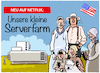 Cartoon: TV-Serienklassiker... (small) by markus-grolik tagged digitalisierung,serienklassiker,unsere,kleine,farm,netflix,amazon,server,serverfarm,strom,us,usa,strombedarf,klima,energie,tv,fernsehen,70er,80er