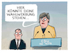 Cartoon: Wahlkampfunterstützung... (small) by markus-grolik tagged merkel,laschet,cdu,wahlkampf,unterstuetzung,union,kanzlernachfolge