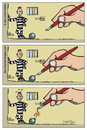 Cartoon: Boom (small) by Juan Carlos Partidas tagged jail,convicted,preso,carcel,bomba,bomb,boom,pen,artist,cartoonist,pluma,artista,dibujante,caricaturista