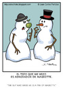 Cartoon: Fan (small) by Juan Carlos Partidas tagged snow,man,magritte,artist,fan,apple,admirador,pintor,artista,hombre,nieve,manzana,navidad,invierno,winter,christmas
