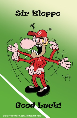 Cartoon: Sir Kloppo (medium) by Lelle tagged jürgen,klopp,kloppo,liverpool,lelle,cartoon,viel,glück,erfolg,emotionen,fußball,anfield,road