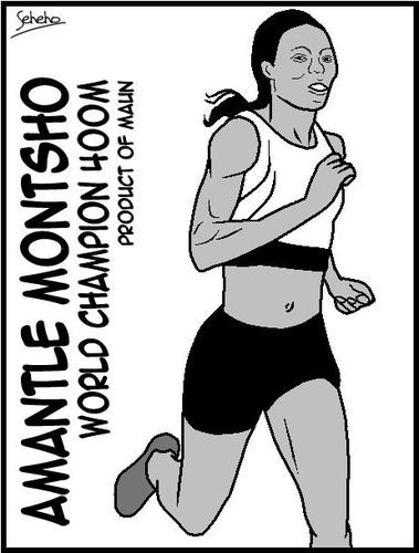 Cartoon: VICTORY (medium) by Thamalakane tagged amantle,montsho,maun,botswana,400m,world,champion,korea,athletcics