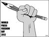 Cartoon: Worl Press Freedom Day (small) by Thamalakane tagged press,freedom,international,un,pencil,fist