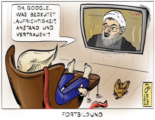 Cartoon: Fortbildung (medium) by Justen tagged trump,rouhani,usa,iran,google,flugzeugabsturz,trump,rouhani,usa,iran,google,flugzeugabsturz