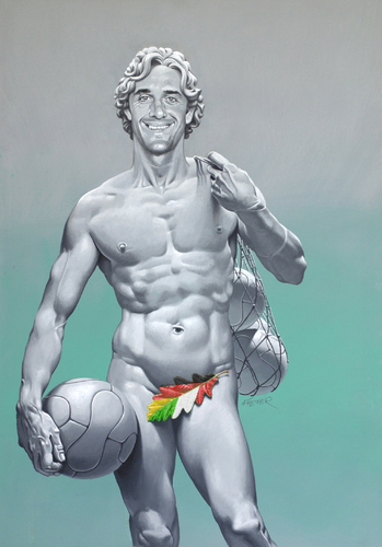 Cartoon: Soccer Hero (medium) by Alfons Kiefer tagged toni,luca,italy,football,hero,soccer