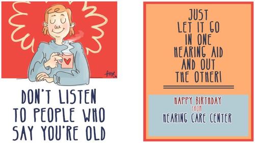 Cartoon: Birthday Card 2014 (medium) by Hearing Care Humor tagged hearingaid,hardofhearing,inoneear,birthday
