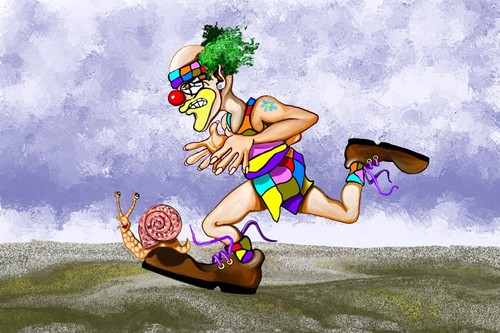 Cartoon: das Rennen (medium) by petwall tagged clown