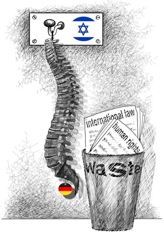 Cartoon: Wirbellose (medium) by petwall tagged nahost,israel,menschenrechte,völkerrecht,courage,staatsräson,deutschland