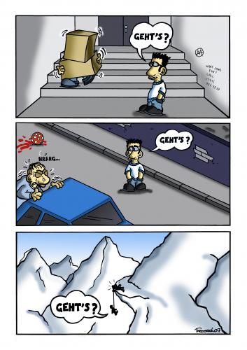 Cartoon: Gehts? (medium) by Marcus Trepesch tagged life,mountains,help,streets