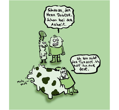 Cartoon: Inside the Kuh (medium) by Ludwig tagged kuh,cow,tierarzt,veterinär,vet,pet,doc,bauer,landleben,vieh,rind