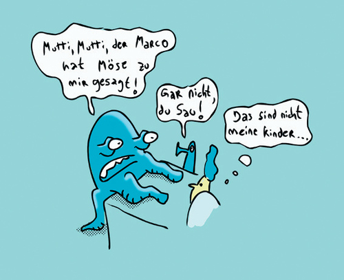 Cartoon: Mein Fleisch und Blut (medium) by Ludwig tagged eltern,kinder,ausdrücke,erziehung,jungendsprache