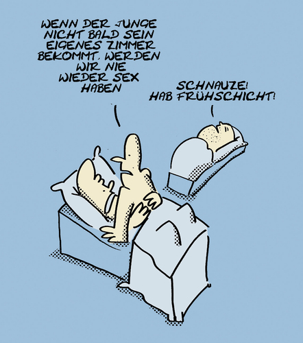 Cartoon: Müde Einzelkinder (medium) by Ludwig tagged kind,child,eltern,einzelkind,schlaflos,kinderreich