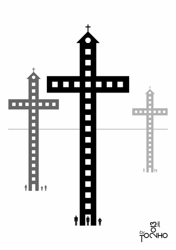 Cartoon: crosses homes (medium) by Tonho tagged homes,death,crosses