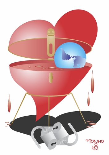 Cartoon: Heart Lock II (medium) by Tonho tagged heart,lock