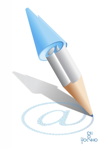 Cartoon: Pen to write email (medium) by Tonho tagged pen,arroba,email,message