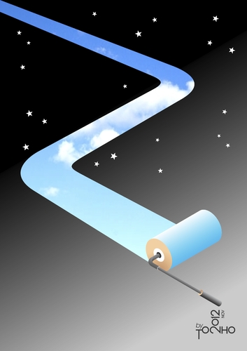 Cartoon: road (medium) by Tonho tagged road,way,path,sky,star,space