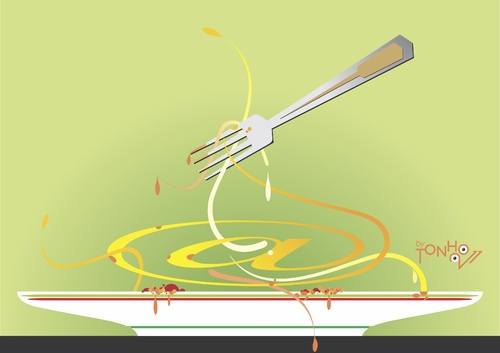 Cartoon: spaghetti (medium) by Tonho tagged spaghetti