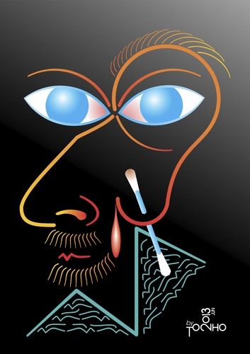 Cartoon: Vincent V G a la Picasso (medium) by Tonho tagged vincent,van,gogh,paint,artist,ear,cotton,swab