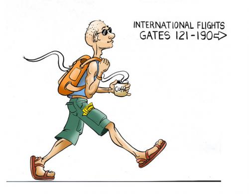 Cartoon: International Traveler (medium) by rudat tagged coffee,travel