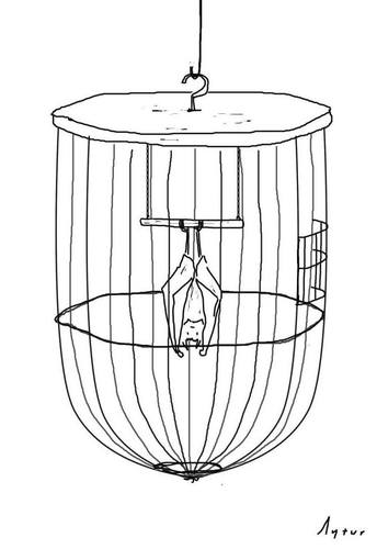 Cartoon: bat in the cage (medium) by aytrshnby tagged bat,in,the,cage