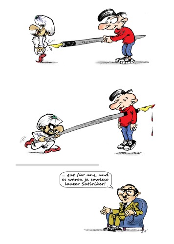 Cartoon: Tödliche Satire (medium) by Simpleton tagged rechtskonservative,npd,afd,pegida,paris,frankreich,attentat,anschlag,islamismus,meinunsgfreiheit,satire,hebdo,charlie