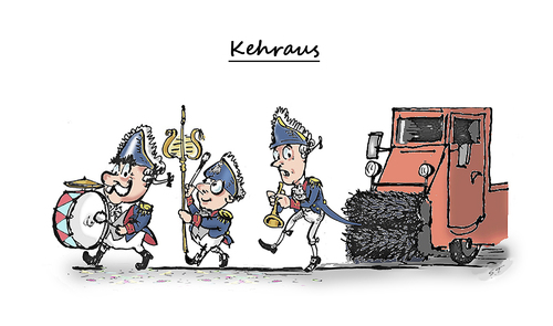 Cartoon: Kehraus (medium) by Simpleton tagged karneval,fastnacht,fasching,rosenmontag,kehraus,blaskapelle,prinzengarde