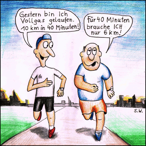 Cartoon: Zeitrechnung (medium) by Storch tagged joggen,laufen,10km,schnell,langsam