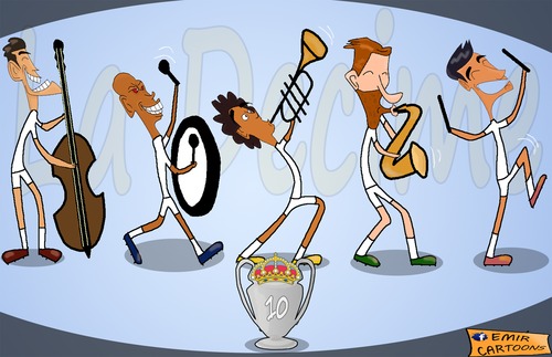 Cartoon: Real Madrid claim La Decima. (medium) by emir cartoons tagged real,madrid,la,decima,emir,cartoons,cartoon,caricature,football,new