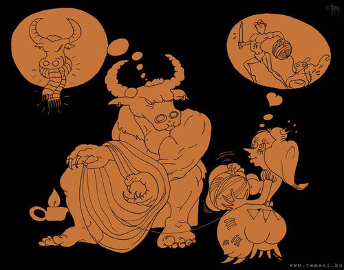 Cartoon: Minotaurus (medium) by hopsy tagged minotaurus,artistpub,caricature,hopsy