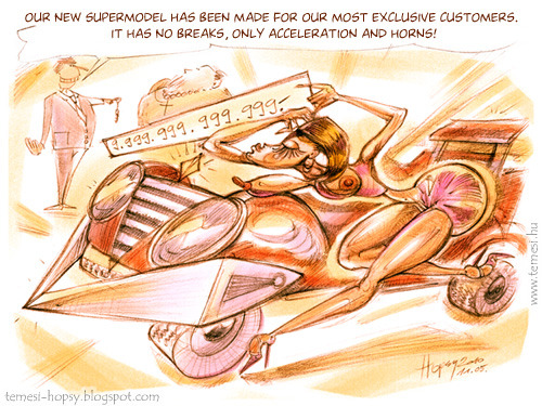 Cartoon: Supermodel (medium) by hopsy tagged supermodel,customer,cars