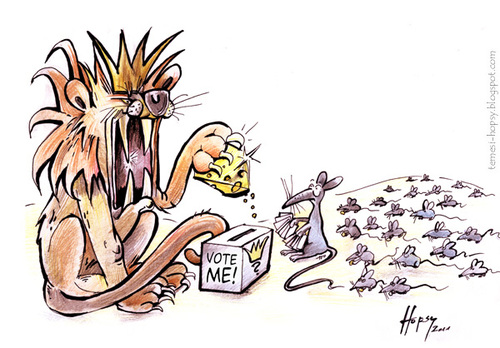 Cartoon: Vote Me (medium) by hopsy tagged me,vote,lion,cheese,mouse,government,parents
