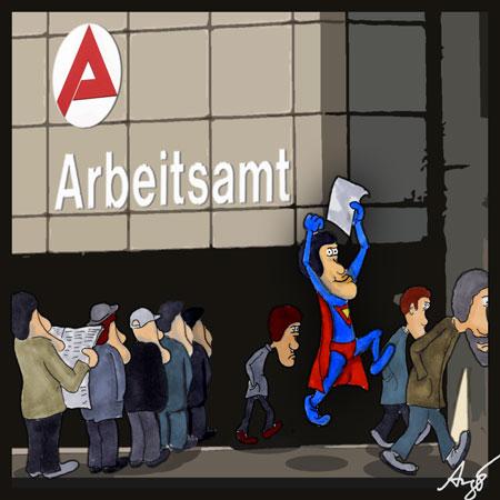 Cartoon: jobsuche (medium) by Anjo tagged superman,job,arbeitsamt