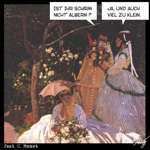 Cartoon: Schirm (medium) by Anjo tagged finanzkriese,euro,italien,monet,claude,griechenland,rettungsschirm,schirm