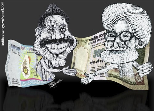 Cartoon: Sri lanka and India Economic Mee (medium) by indika dissanayake tagged sri,lanka,and,india