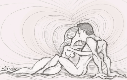 Cartoon: romance (medium) by agiov tagged romance,love,sensual,kiss,comic,erotic