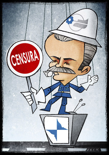 Cartoon: Masi (medium) by Giacomo tagged masi,rai,tv,media,censorship,satire,policy,mediaset,berlusconi,control,vigilant,traffic,giacomo,cardelli,jack