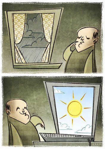 Cartoon: The Windows (medium) by Giacomo tagged internet,windows,sun,clouds,weather