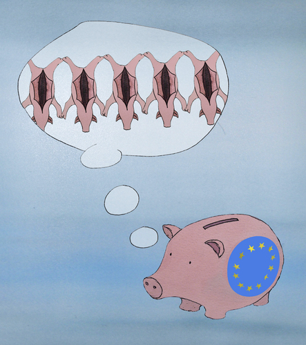 Cartoon: la zone euro craint la faillite (medium) by No tagged euro,grece,europe,la