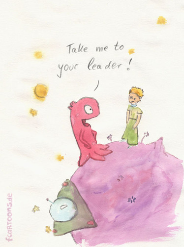 Cartoon: leader (medium) by Frank Zimmermann tagged leader,alien,ufo,the,little,prince,planet,purple,stars