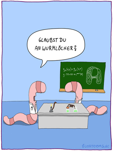 Cartoon: Physiklabor (medium) by Frank Zimmermann tagged physik,labor,wurm,wurmloch,tafel,kittel