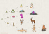 Cartoon: Evolution (small) by Frank Zimmermann tagged alien,cell,fish,god,human,robot,root,evolution,fisch,gott,mensch,roboter,zelle
