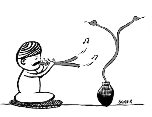 Cartoon: The Flute and Snake (medium) by sam seen tagged the,flute,and,snake