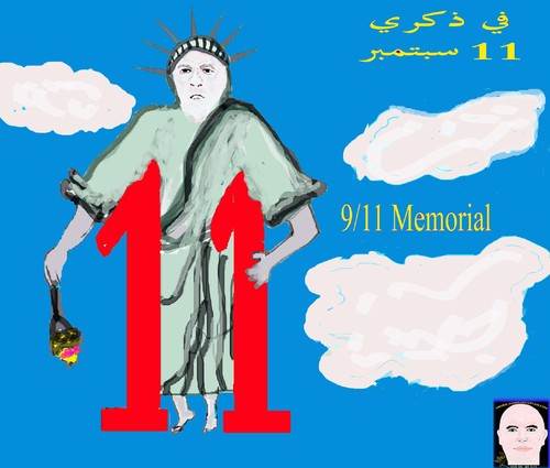 Cartoon: 11 SEPTEMBER BUSH (medium) by AHMEDSAMIRFARID tagged 11,september,bush,us,america