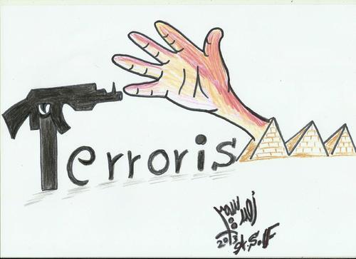Cartoon: ANTI TERRORISM (medium) by AHMEDSAMIRFARID tagged ahmed,samir,farid,terrorism,anti,against,egypt,revolution,cartoon,caricature
