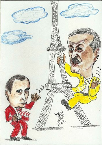 Cartoon: The 2015 United Nations Climate (medium) by AHMEDSAMIRFARID tagged purin,paris,france,erdogan,egypt,turkey,ahmedsamirfarid,ahmed,samir,farid,cartoon,caricature,illustration