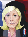 Cartoon: Marine Le Pen with shadow. (small) by Maria Hamrin tagged france,republic,fn,chief,leader,eu,euro,immigration,brussels,luxemburg,strasbourg,paris,muslims,islamism,hollande,election