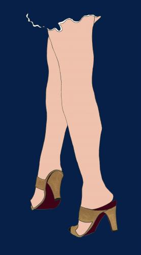 Cartoon: Shes Got Legs (medium) by Octavine Illustration tagged legs,heels,shoes,blue,gold,miniskirt,fashion,haute,couture,sexy