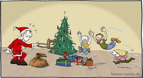 Cartoon: Dompteur (medium) by Hannes tagged kommerz,fest,besinnlichkeit,familie,kinder,weihnachtsmann,geschenke,xmas,weihnachten