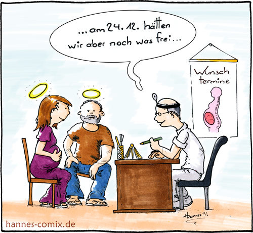 Cartoon: Geburtstermin (medium) by Hannes tagged jesus,geburtstermin,geburt,josef,kaiserschnitt,maria,pda,weihnachten,xmas