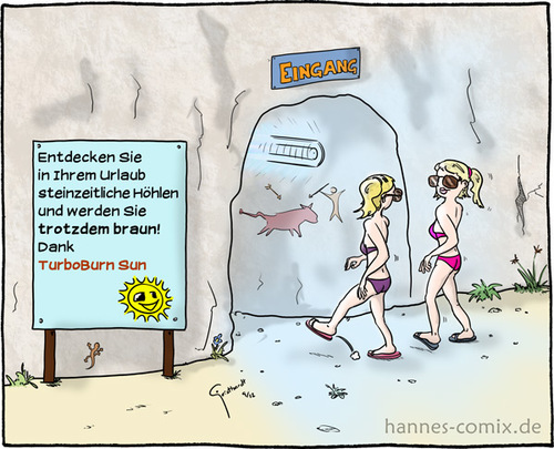 Cartoon: Höhlensonne (medium) by Hannes tagged hoehensonne,höhle,kultur,sehenswürdigkeit,solarium,sommer,sonne,touristen,urlaub